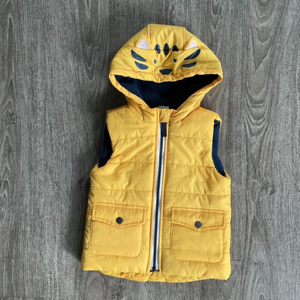 Little Me Tiger Hood Fleece Lined Puffer Vest Sleeveless